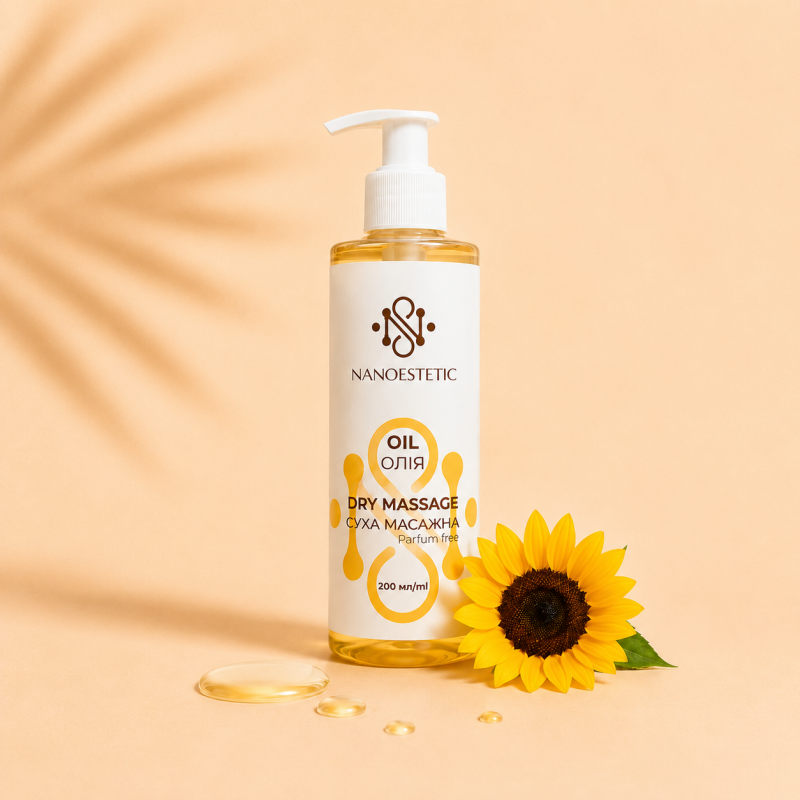 Suchý masážní olej na obličej a tělo Bez parfemace  200 ml NANOESTETIC